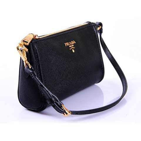 Prada Saffiano Small Shoulder Bag 1N1733 in Black