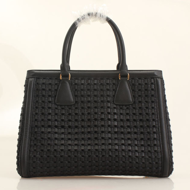 Prada Weave Leather Tote Bag BP6001 in Black