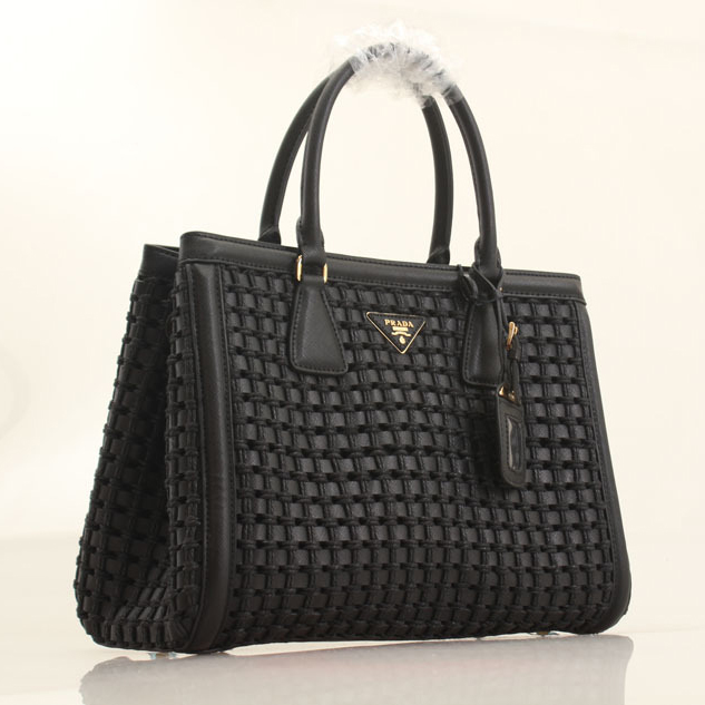 Prada Weave Leather Tote Bag BP6001 in Black