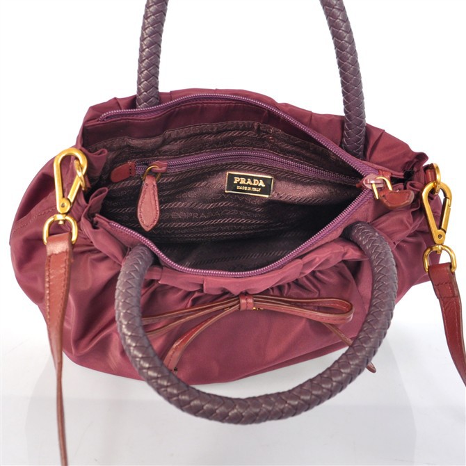 Prada waterproof nylon handbag in Claret