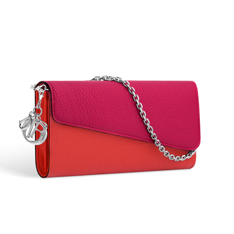 Rencontre wallet in Corail and Fraise bullcalf leather