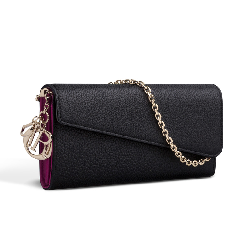 Rencontre wallet in bullcalf leather with black diagonal flap