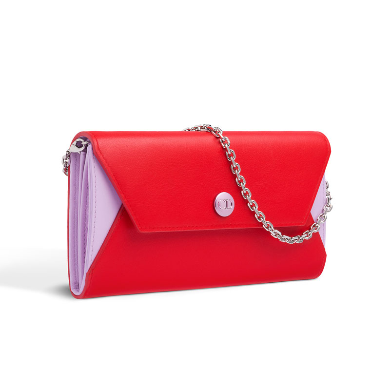 Rendez-Vous wallet in Anemone and vermillion smooth calfskin