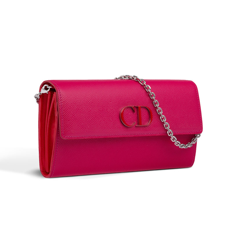 Rendez-Vous wallet in glossy fuchsia grained calfskin