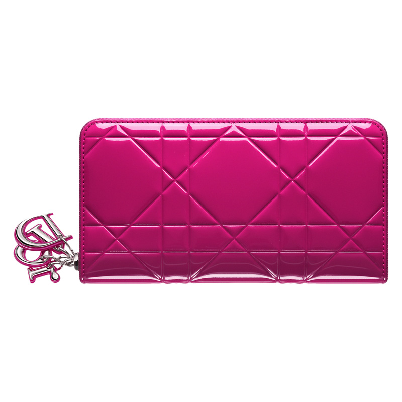 Rose Royale glossy leather Tutti Dior Voyageur wallet