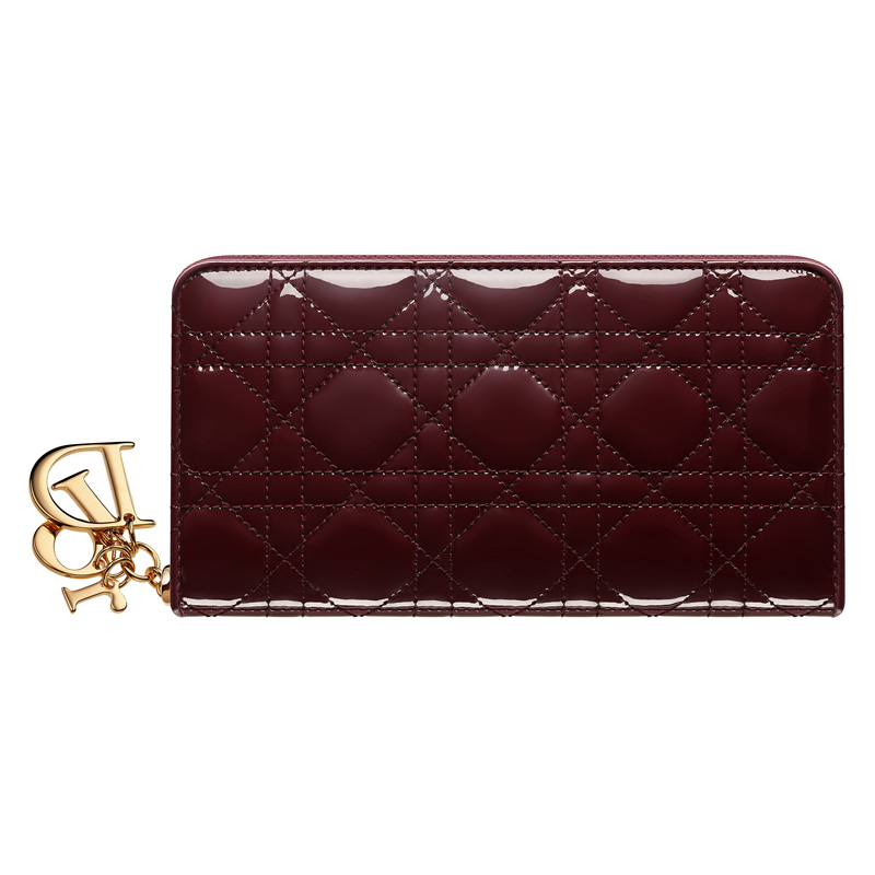 Rouge Fonce glossy leather Tutti Dior Voyageur wallet