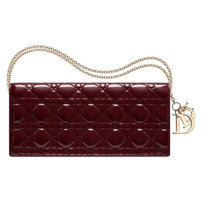 Rouge Fonce leather Dior Evening clutch bag