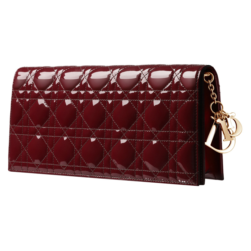 Rouge Fonce leather Dior Evening clutch bag