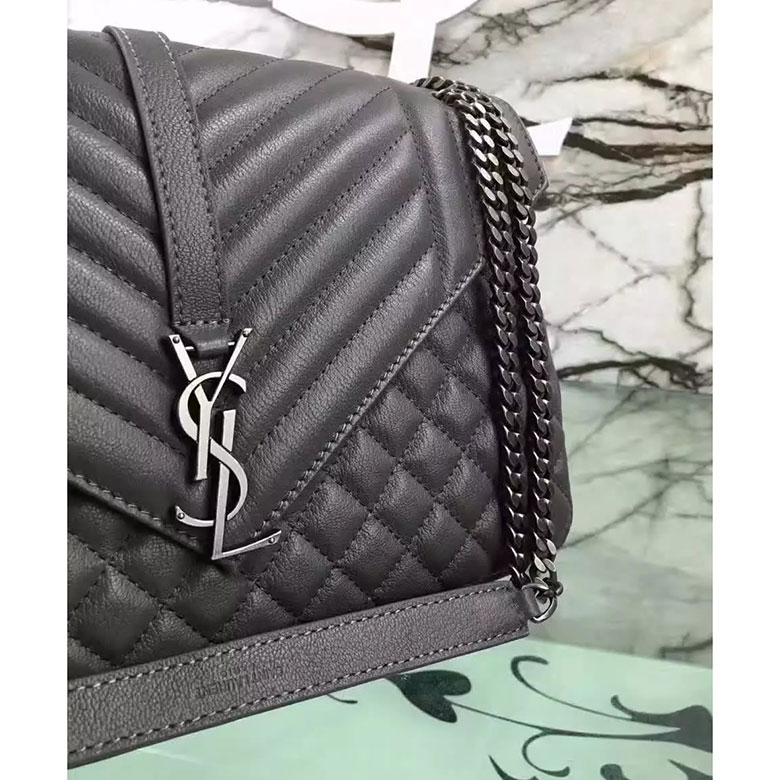 SAINT LAURENT LARGE MONOGRAM SAINT LAURENT ENVELOPE SATCHEL IN LEATHER