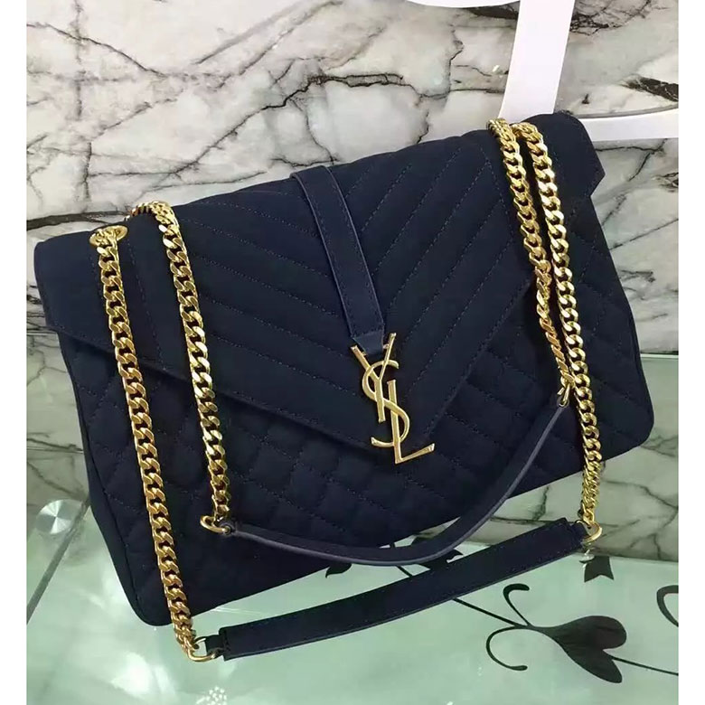 SAINT LAURENT LARGE MONOGRAM SAINT LAURENT ENVELOPE SATCHEL IN Nubuck Leather