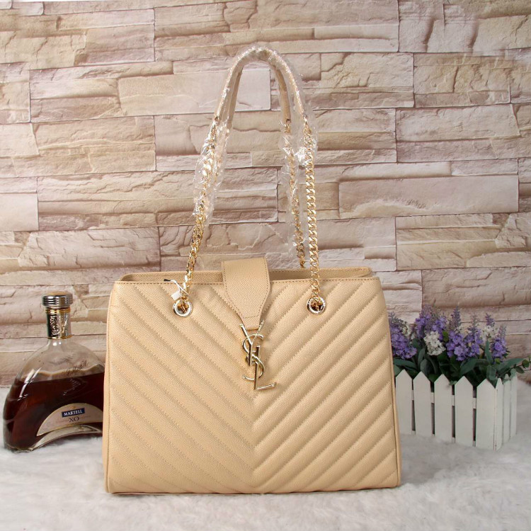 Saint Laurent Large Cabas Caviar Leather Bag Y3009 Apricot