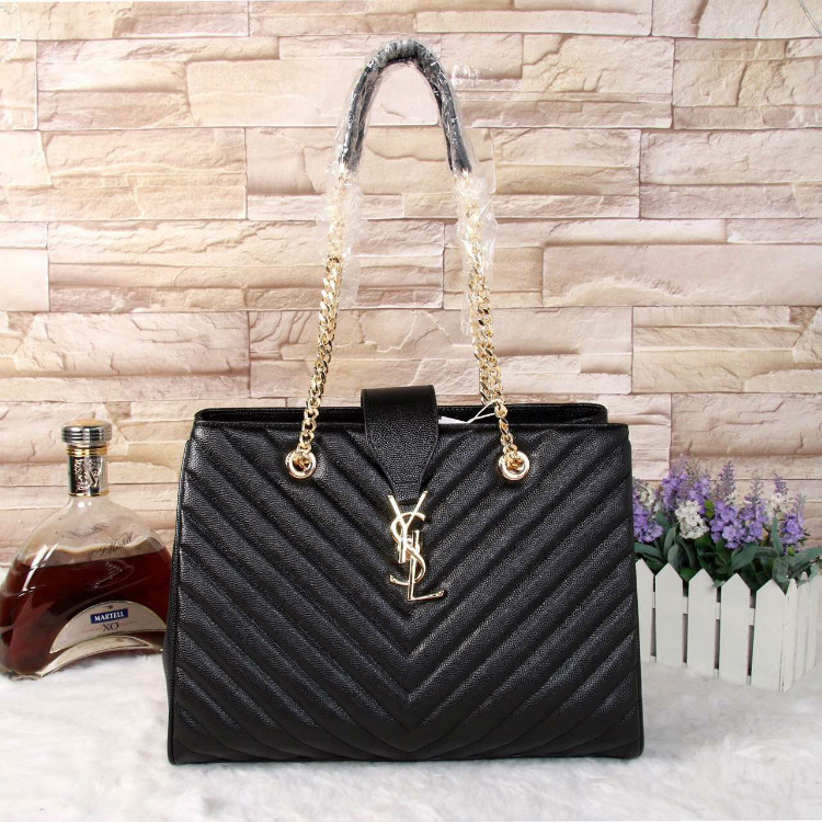 Saint Laurent Large Cabas Caviar Leather Bag Y3009 Black