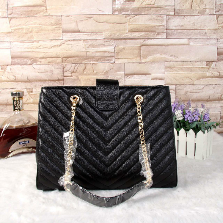 Saint Laurent Large Cabas Caviar Leather Bag Y3009 Black