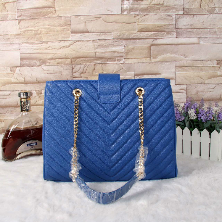 Saint Laurent Large Cabas Caviar Leather Bag Y3009 Blue