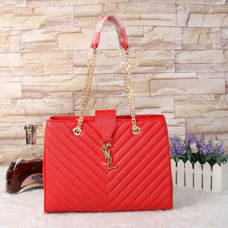 Saint Laurent Large Cabas Caviar Leather Bag Y3009 Red