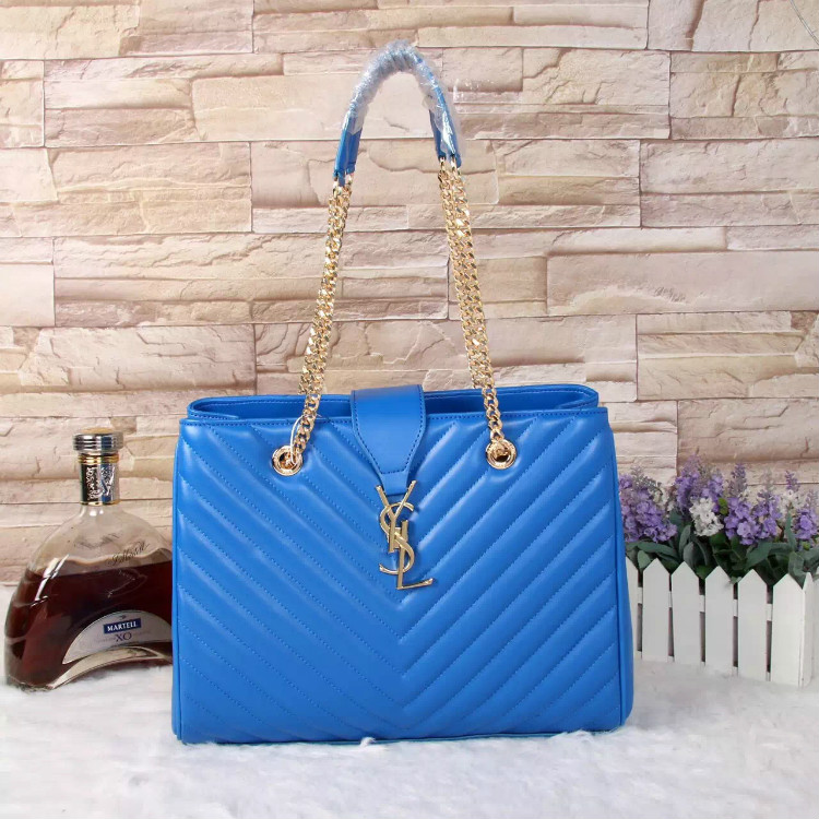 Saint Laurent Large Cabas lambskin Leather Bag Y3009 Blue