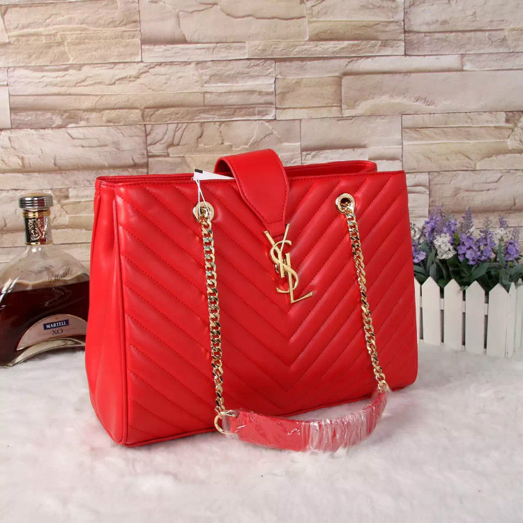 Saint Laurent Large Cabas lambskin Leather Bag Y3009 Red