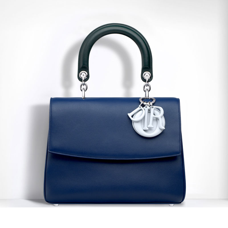 Small Be Dior flap bag in blue satin-finish calfskin