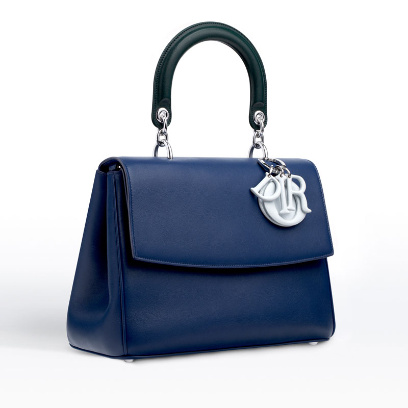 Small Be Dior flap bag in blue satin-finish calfskin