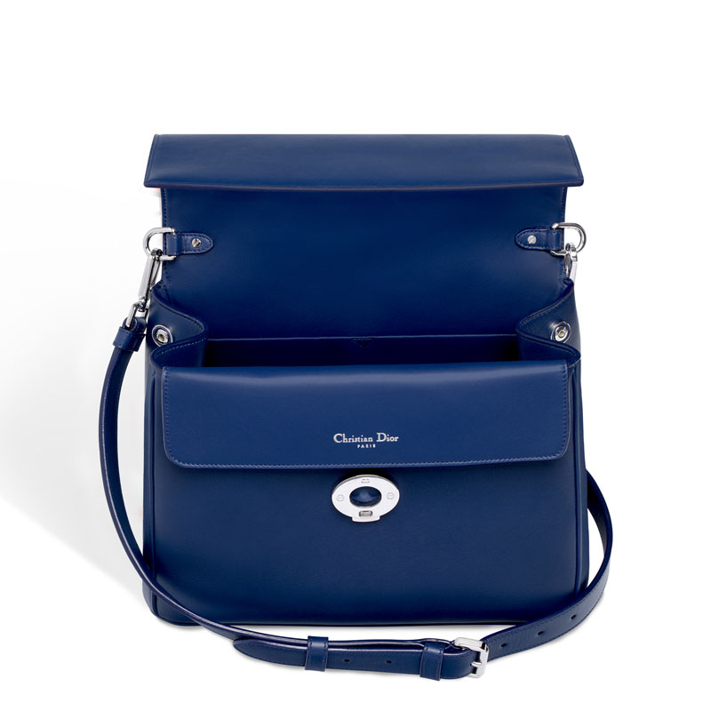 Small Be Dior flap bag in blue satin-finish calfskin