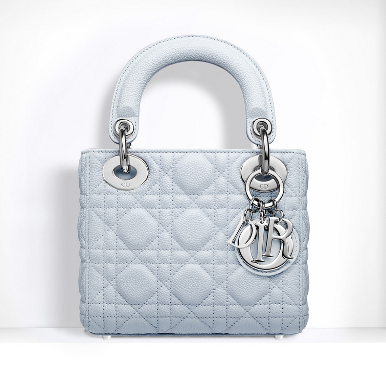 Small Lady Dior bag in Celeste grained calfskin