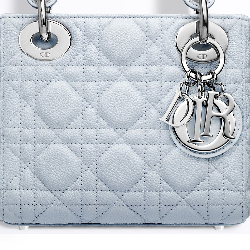 Small Lady Dior bag in Celeste grained calfskin