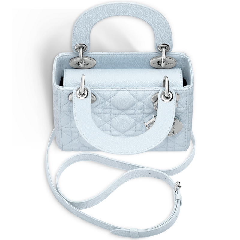 Small Lady Dior bag in Celeste grained calfskin