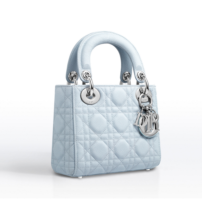 Small Lady Dior bag in Celeste grained calfskin