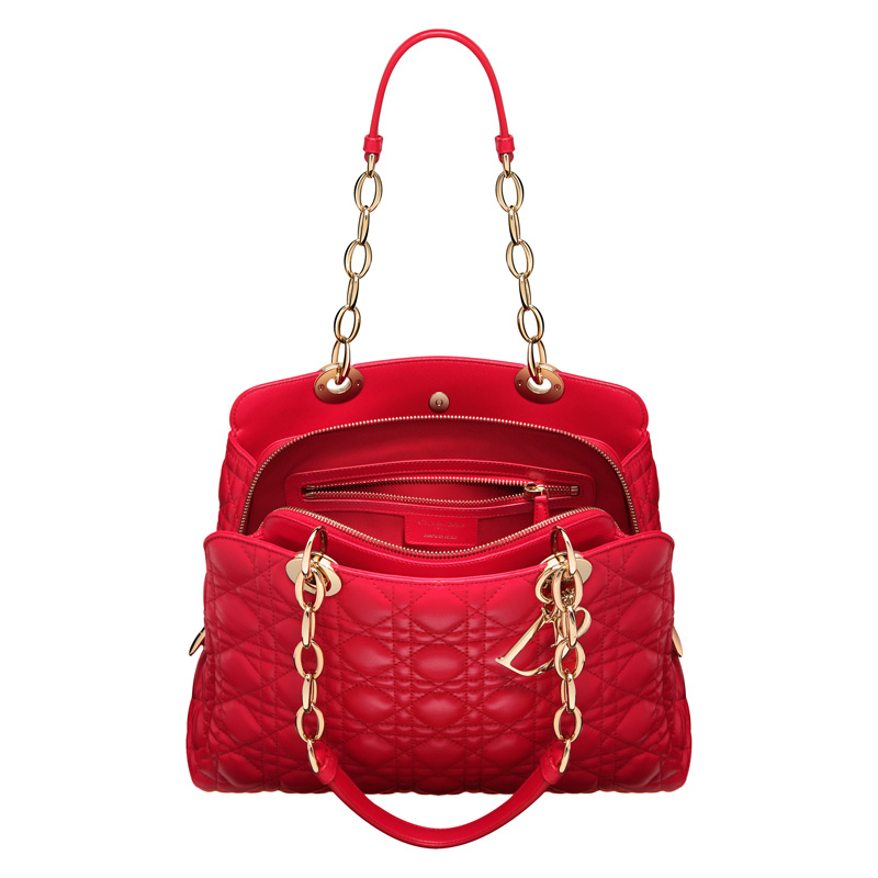 Small Rouge Vif leather Dior Soft zipped tote bag