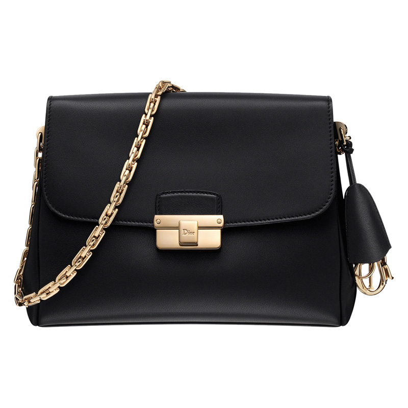 Small black leather Diorling bag