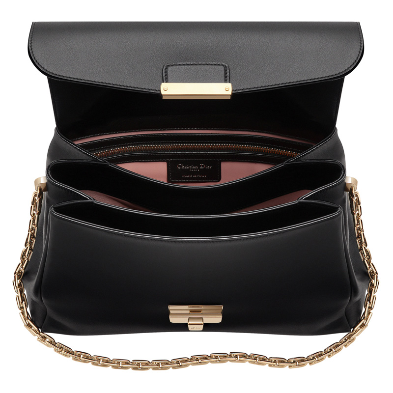 Small black leather Diorling bag