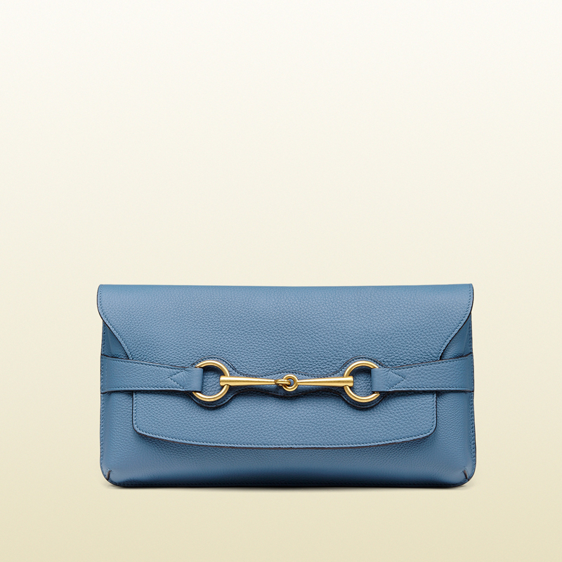 Soft bright bit leather clutch