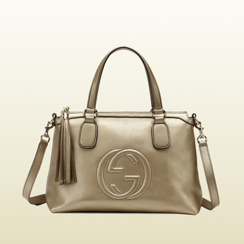 Soho metallic leather top handle bag