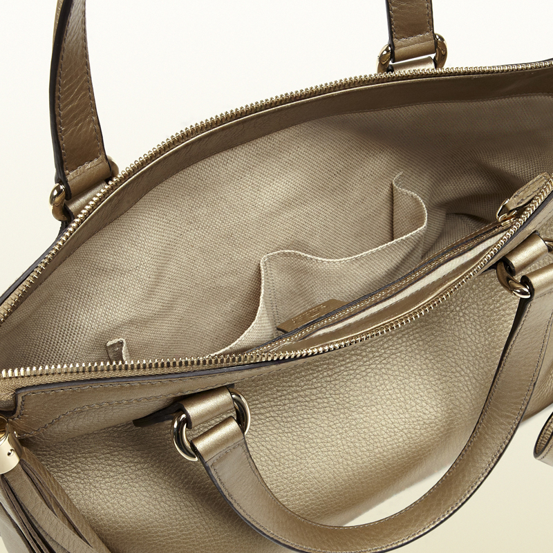 Soho metallic leather top handle bag