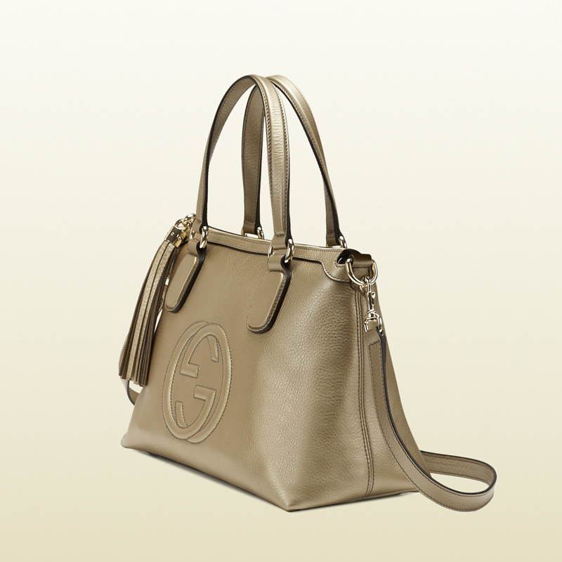 Soho metallic leather top handle bag