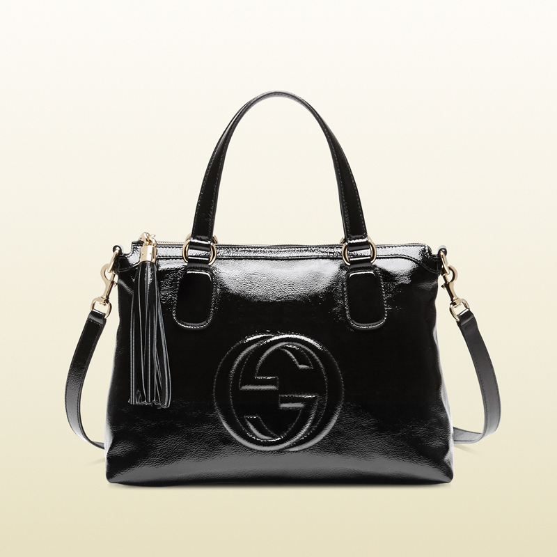 Soho soft patent leather top handle bag