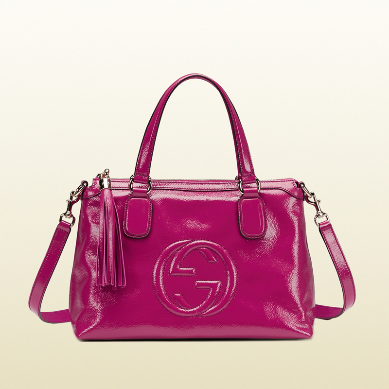 Soho soft patent leather top handle bag