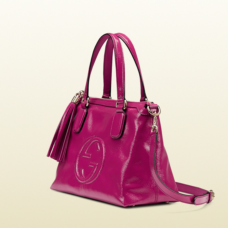 Soho soft patent leather top handle bag