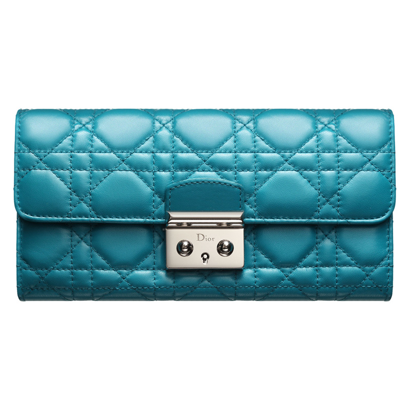 Turquoise Miss Dior leather wallet