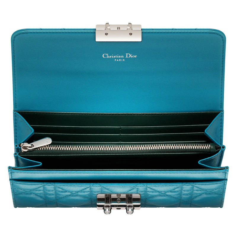 Turquoise Miss Dior leather wallet