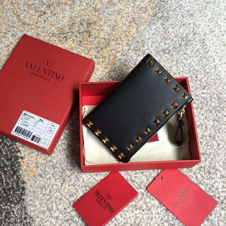 Valentino Garavani Rockstud coin purse and card case in calfskin