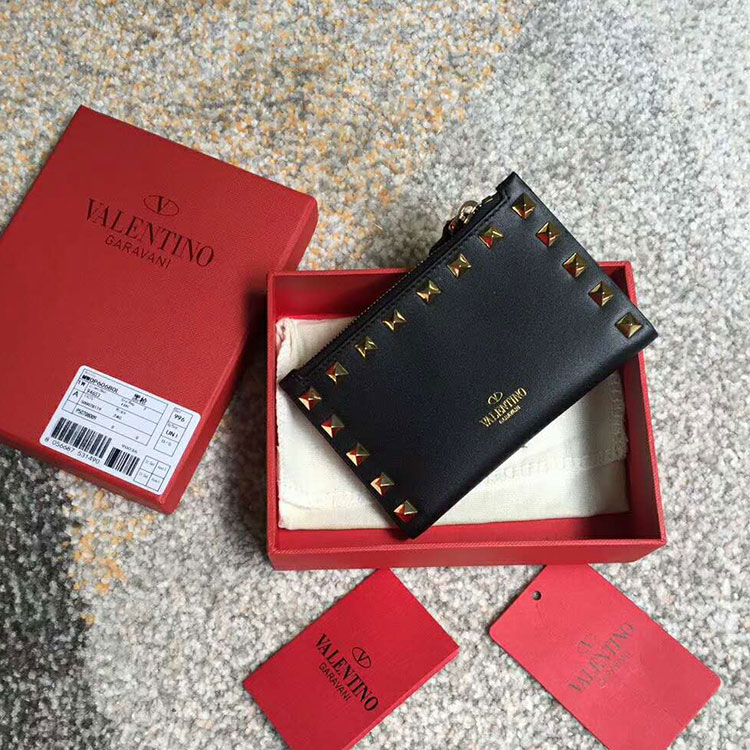 Valentino Garavani Rockstud coin purse and card case in calfskin