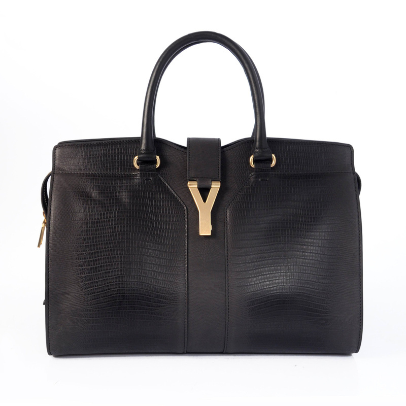 YSL 2013 Cabas Chyc lizard leather tote handbag 8221 Black