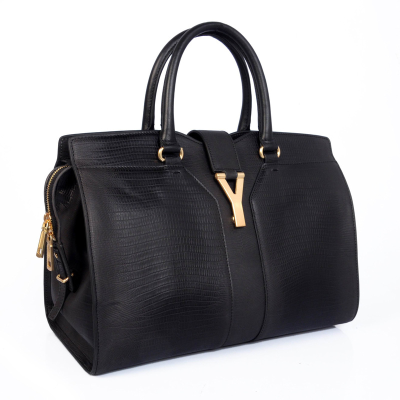 YSL 2013 Cabas Chyc lizard leather tote handbag 8221 Black