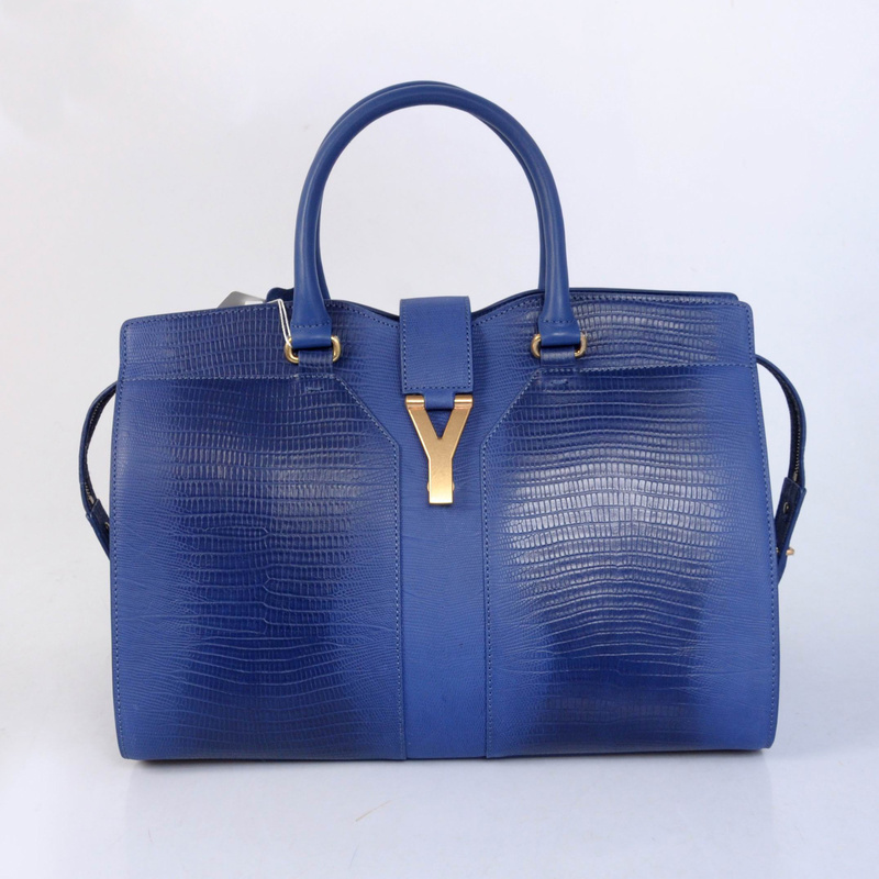 YSL 2013 Cabas Chyc lizard leather tote handbag 8221 Blue