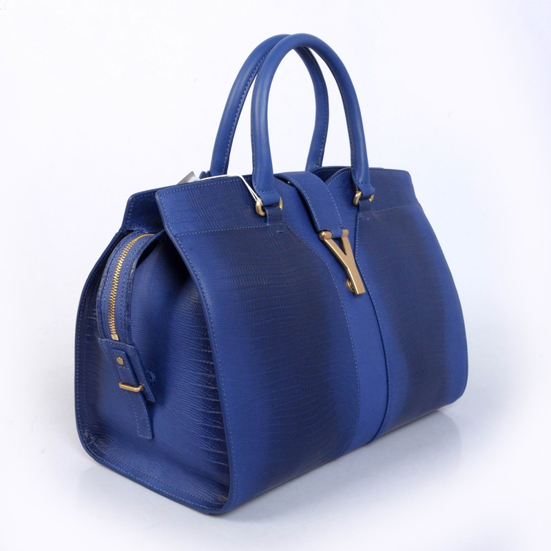 YSL 2013 Cabas Chyc lizard leather tote handbag 8221 Blue