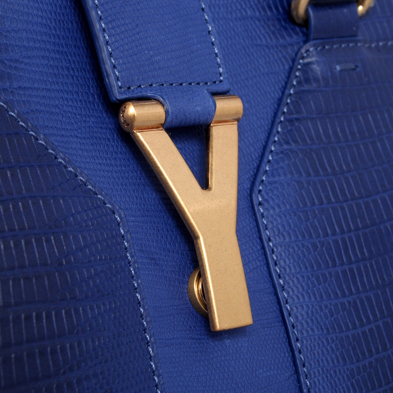 YSL 2013 Cabas Chyc lizard leather tote handbag 8221 Blue