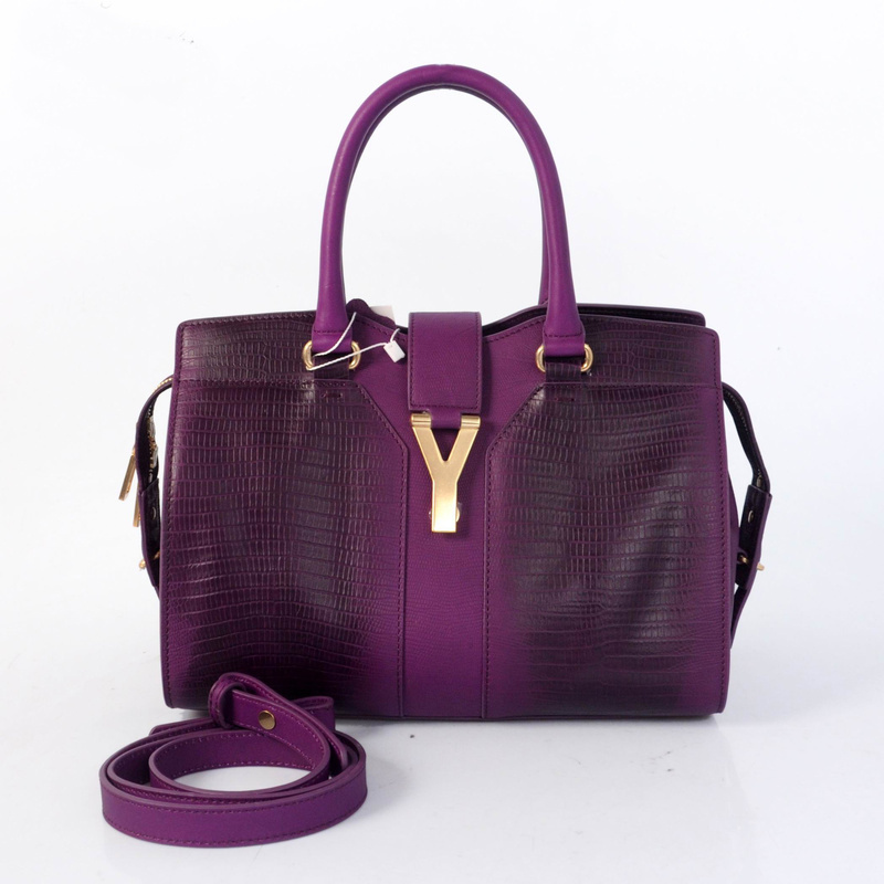 YSL Cabas Chyc lizard leather tote handbag 8220 Purple