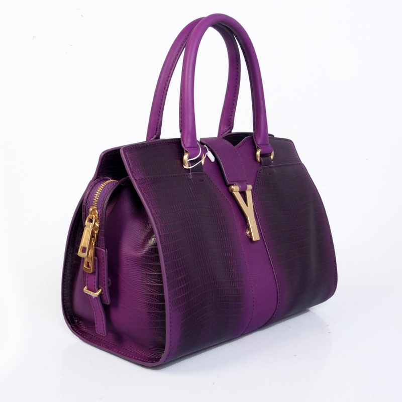 YSL Cabas Chyc lizard leather tote handbag 8220 Purple