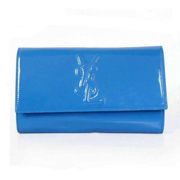 Yves Saint Laurent Belle De Jour Patent Leather Wallet 8223 Blue